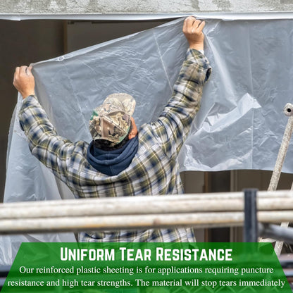 Farm Plastic Supply - Dura Skrim String Reinforced Clear Plastic Sheeting - 10 Mil - (32' x 10') - UV-Rated Extra Heavy Duty Poly Film Tear Resistant, Vapor Barrier Polyethylene Roll for Construction