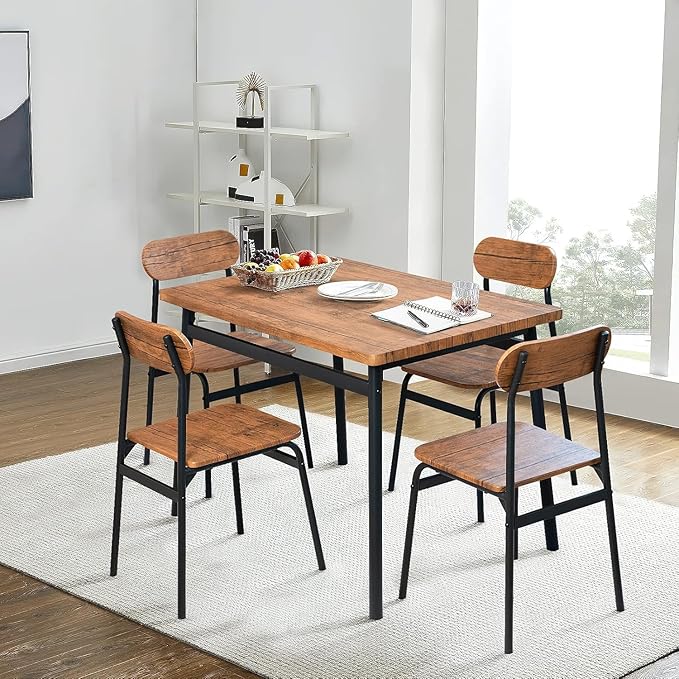 Hooseng Dining Room Table Set Dinner Table Set for 4 Breakfast Table Set for 4, Suitable Kitchen, Living Room, Breakfast, Small Spaces (1, Oval)