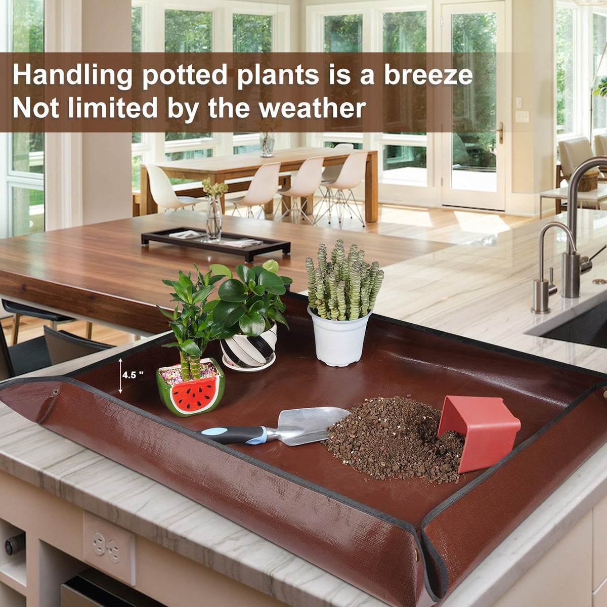 39.5"x 31.5" Large Repotting Mat for House Plant Transplanting and Potting Soil Control Portable Gardening Tray Plant Gifts for Plant Lovers