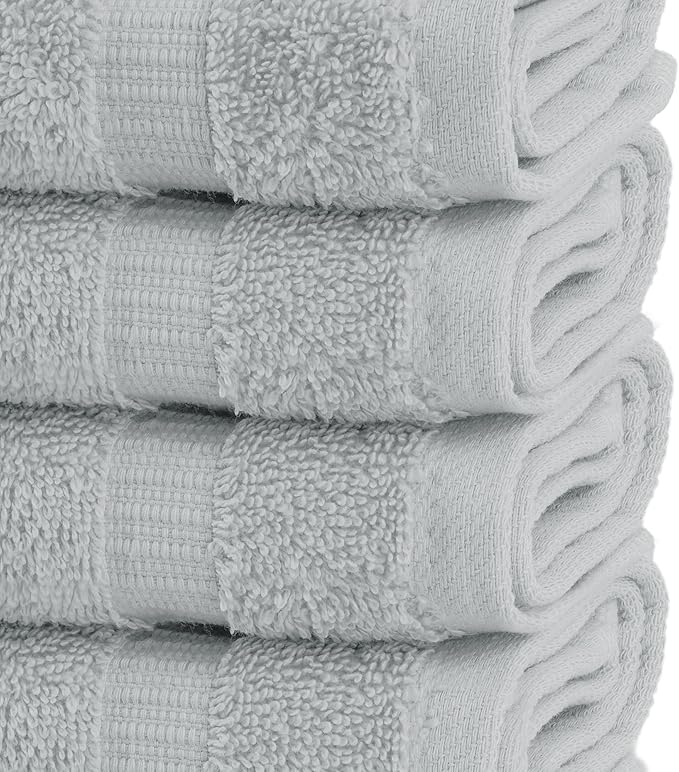 Chakir Turkish Linens | Hotel & Spa Quality 100% Cotton Premium Turkish Towels | Soft & Absorbent (12-Piece Washcloths, Silver Gray)
