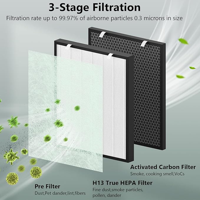Air400 Replacement Filter for Bissell Air400, 2 H13 True HEPA with 8 Pre-Filter, Compared to Part #2521,2520,3365