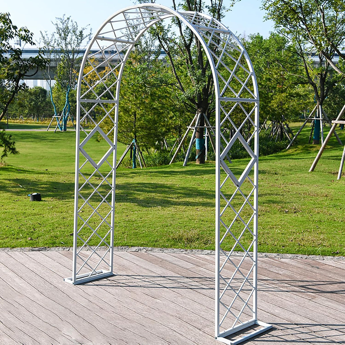 Heavy Duty Garden Arch Trellis, Wide Outdoor Metal Arbor Trellis Arch for Climbing Plants, Sturdy Garden Arbors for Wedding, Ceremony, Party, Lawn Décor White 102.4''*15.7''*90.6''