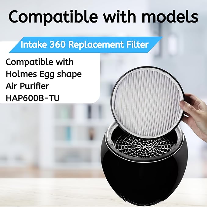 Nispira Filter Replacement for Holmes Egg Air Purifier 360° HAP600B-TU True HEPA Air Intake Removes Dust, Contaminants, 1 Pack