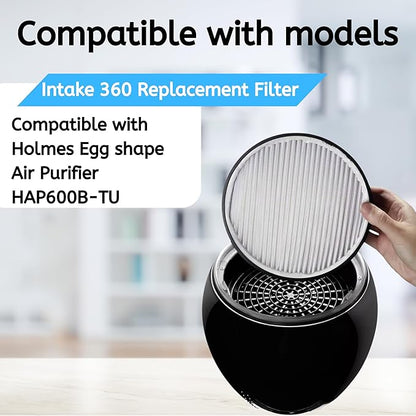 Nispira Filter Replacement for Holmes Egg Air Purifier 360° HAP600B-TU True HEPA Air Intake Removes Dust, Contaminants, 2 Packs