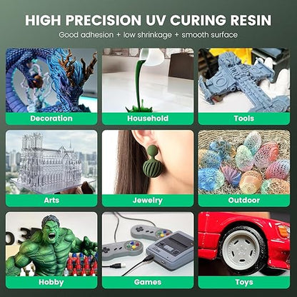 SUNLU 3D Printer Resin 4kg, Fast Curing Standard 3D Resin for LCD DLP SLA Resin 3D Printers, 395 to 405nm UV Curing 3D Printing Liquid Photopolymer Resin, Low Shrinkage, High Precision, 4000g, Black