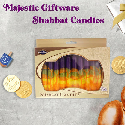 Majestic Giftware Safed Shabbat Candles - 12-Pack Dripless Handcrafted Traditional Shabbos Candles | Fits Standard Candle Holders (Harmony Purple)