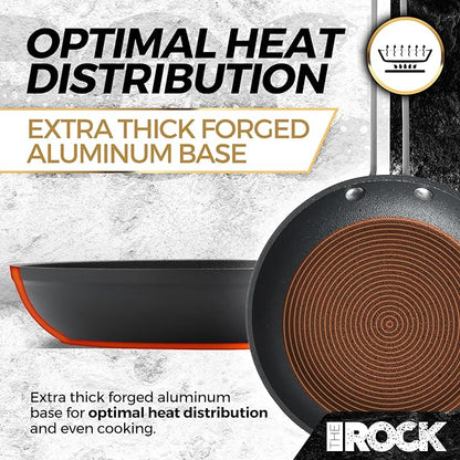 THE ROCK Single Serve Nonstick Pots and Pans Set, 6pc Portion Control Cookware Set with Rock.Tec, Scratch/Stain/Crack Proof, Oven & Dishwasher Safe, Perfect for Dorm, Camping & Small Kitchens, Black