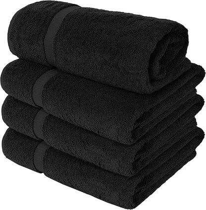 Chakir Turkish Linens | Hotel & Spa Quality 100% Cotton Luxury Turkish Towels | Soft & Absorbent (30x60 Inches Extra Large Bath Towels, Set of 4 -Black)