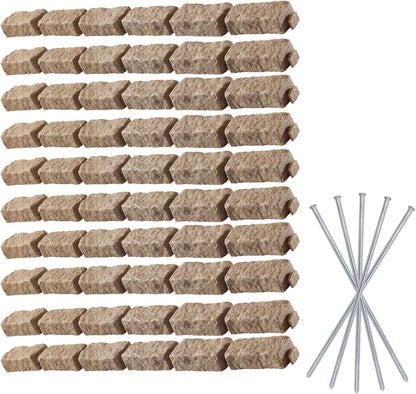Beuta Landscape Edging | Garden Edging Border | Faux Stone Bricks for Lawn edging, Flower beds, Pathways & Yard Edging– 10 Packs | Each Section Has 6 Bricks 48"L x 4"W x 2.25"H | 30 Spikes |Sandstone