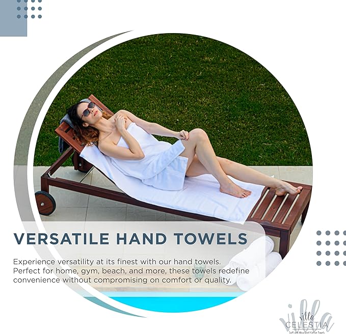 100% Cotton Hand Towel Set of 2, (16 x 28 inches) Sustainable, Soft, Highly Absorbent, Quick Drying, Combed Cotton Hand Towels Pack of 2 Ideal for Hotels, Spa, Bathroom, Dorm, Blue