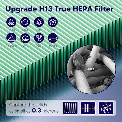 Improvedhand Vital 100S HEPA Replacement Filter Toxin Absorber Compatible With LEVOIT Vital 100S/100S-P Air Purifier, High-Efficiency 3-IN-1 True HEPA and Activated Carbon Filters, Pack of 3, Green