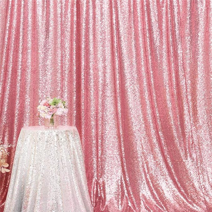 Eternal Beauty Fuchsia Pink Sequin Backdrop, 6x8 Ft Glitter Background Curtains for Shimmer Photography Party Wedding Birthday Back Drop Decor