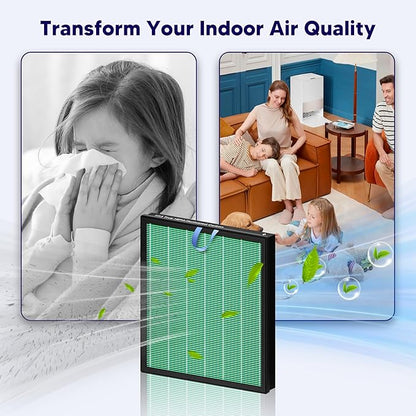 Improvedhand Vital 100S HEPA Replacement Filter Toxin Absorber Compatible With LEVOIT Vital 100S/100S-P Air Purifier, High-Efficiency 3-IN-1 True HEPA and Activated Carbon Filters, Pack of 3, Green
