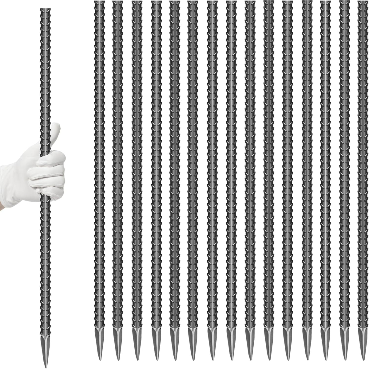 16 Pieces 24-Inch Garden Ground Stakes Galvanized Steel Rebar Stake - Heavy Duty Anchors for Tents, Position Kits,Fences, and Trampolines