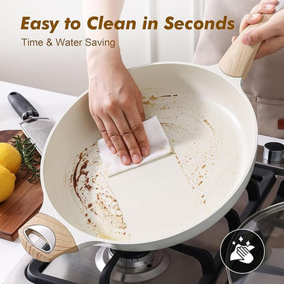 SENSARTE Ceramic Nonstick Frying Pan Skillet 12.5Inch Non Stick Pan with Ergonomic Handle, Non-toxic Healthy Large Cooking Chef's Pan, Free of Intentionally Added PFOA/PFAS/PTFE, Induction Compatible