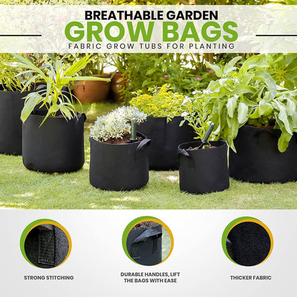 Gardenera Reusable Grow Bags - 20-Pack 15 Gallon Fabric Planters with Aeration and Handles, Great for Growing Trees and Large Shrubs