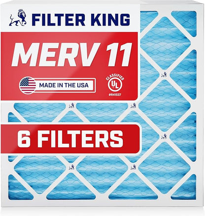 Filter King 13.25x13.25x1 Air Filter | 6-PACK | MERV 11 HVAC Pleated A/C Furnace Filters | MADE IN USA | Actual Size: 13.25 x 13.25 x .75"