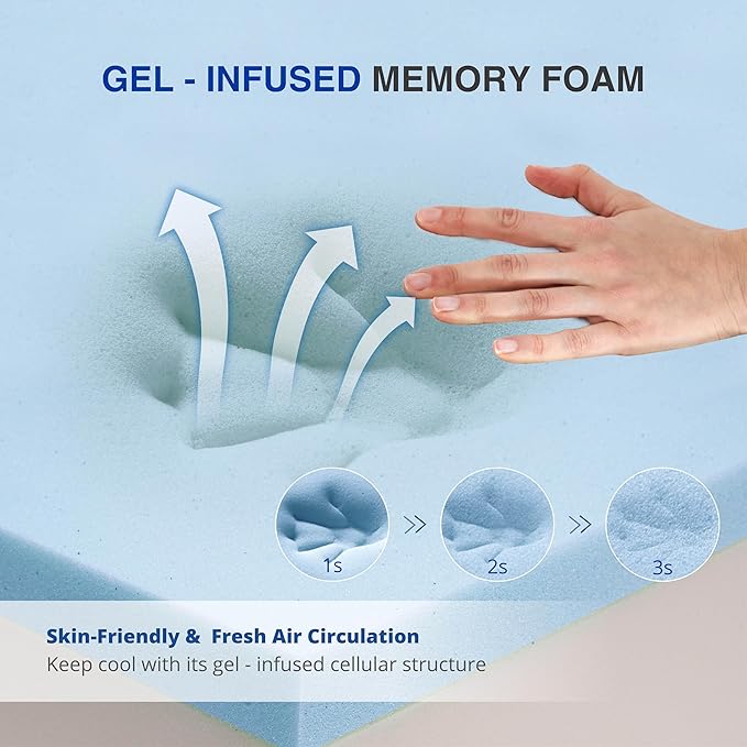 8 Inch Queen Gel Cooling Memory Foam Mattress, Pressure Relief, Medium Firm Support，Mattress in a Box, CertiPUR-US Certified