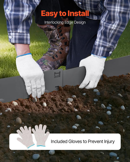 VEVOR Steel Landscape Edging, 5 Packs 39 x 3 in Rust-Resistant Metal Landscape Edging, Bendable Garden Edging Border, Heavy Duty Lawn Edging, Easy-to-Install, Flower Bed Yard Pathway Divider Dark Gray