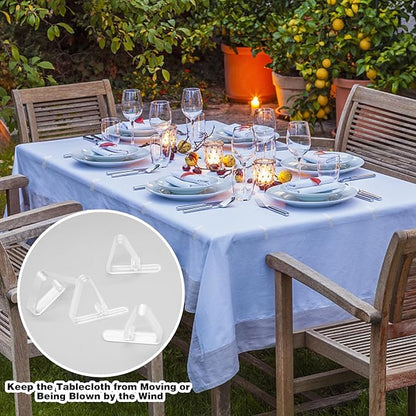 48 Pcs Plastic Table Cloth Holder - Clear Clips for Outdoor Picnic Tables, Skirt Clip to Hold Down Tablecloth for Party Events