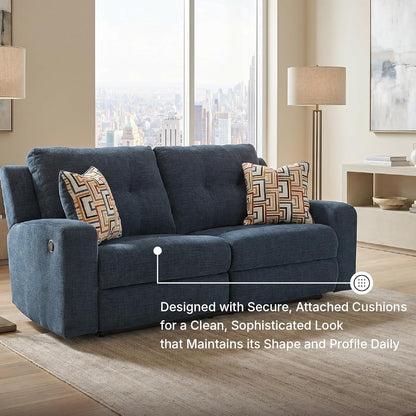Signature Design by Ashley Danum Modern Manual Pull Tab Reclining Sofa with Tufed Back Cushion, Blue