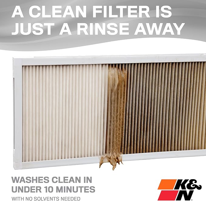 K&N 20X25X1 HVAC Furnace Air Filter, Lasts a Lifetime, Washable, Merv 8, the Last HVAC Filter You Will Ever Buy, Breathe Safely at Home or in the Office, HVC-8-12025