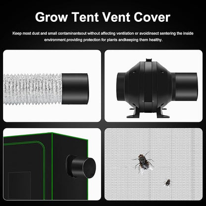 MELONFARM 4 inch Air Carbon Filter Smelliness Control with Australia Virgin Charcoal, Built-in 14cm Fan Low Nois and Speed Controller for Inline Duct Fan, Grow Tent, Vent Cover & Pre-Filter Included