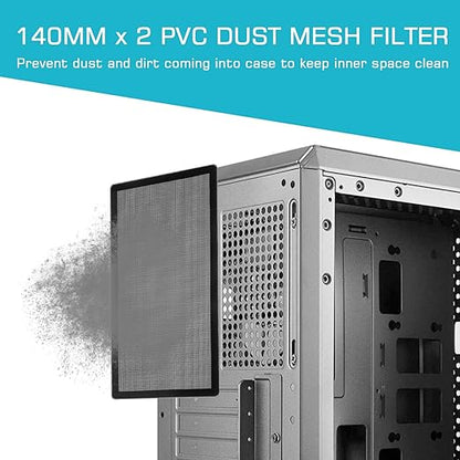 287mm 140mm x 2 PC Fan Dust Mesh Filter 11.3inch x 5.79inch PVC Computer PC Case Dust Proof Filter Cover Magnetic Black 2-Pack