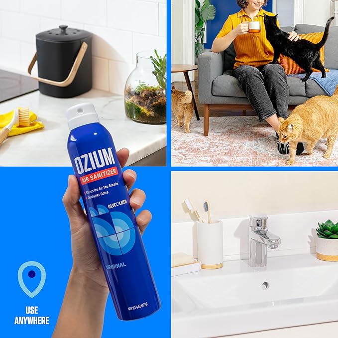 Ozium 8 Oz. Air Sanitizer & Odor Eliminator for Homes, Cars, Offices and More, Vanilla Scent, Pack of 6