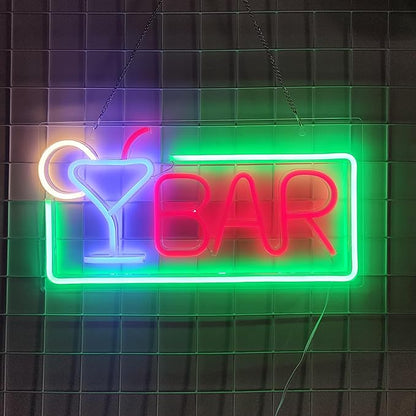 JYWJ BAR Neon Sign,USB Interface With Switch,Decorations For Bedroom,Bars,Commercial Venues,And Various Holiday Parties BAR Neon Light (Red+Green)