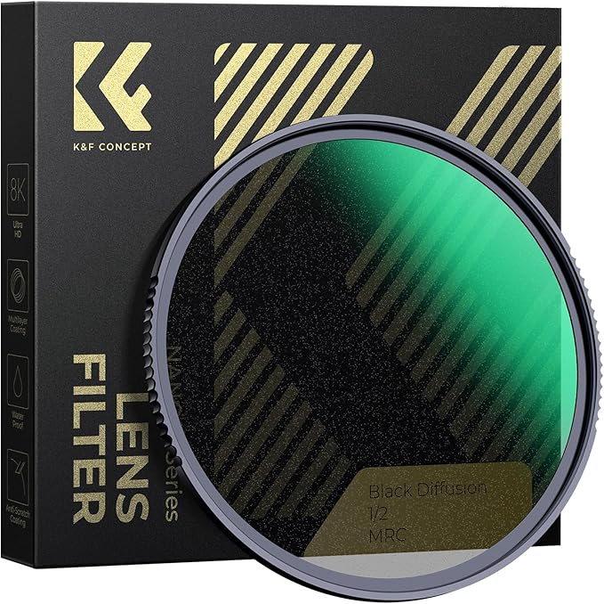 K&F CONCEPT 62mm Black Diffusion 1/2 Filter Mist Cinematic Effect Lens Filter with 28 Multi-Layer Coatings Waterproof/Scratch Resistant for Video/Vlog/Portrait Photography (Nano-X Series)