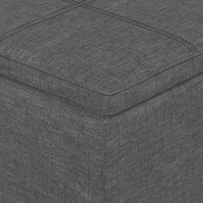 SIMPLIHOME Avalon 42" Wide Linen Look Fabric Storage Ottoman in Slate Grey