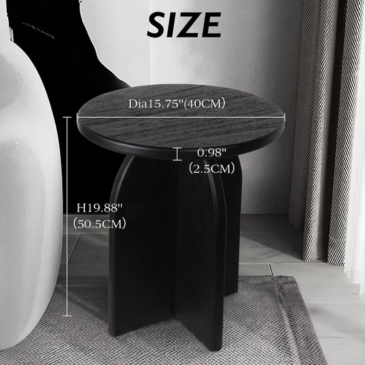 Oakrain End Table with Pedestal, Wood Side Table Bedside Sofa Couch, Modern Nightstand for Bedroom, Small Round Coffee Table for Living Room Office Balcony, Black