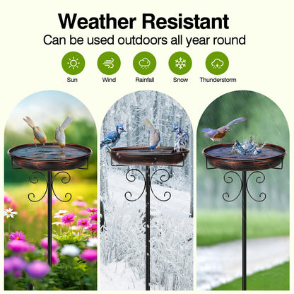 Daoeny 35In Metal Bird Bath for Outside, Vintage Freestanding Birdbaths & Birdfeeder, Bird Baths Feeder Bowl for Outdoors Garden Patio Yard Lawn Decor, Upgraded 5-Pronged Base (Antique Bronze)