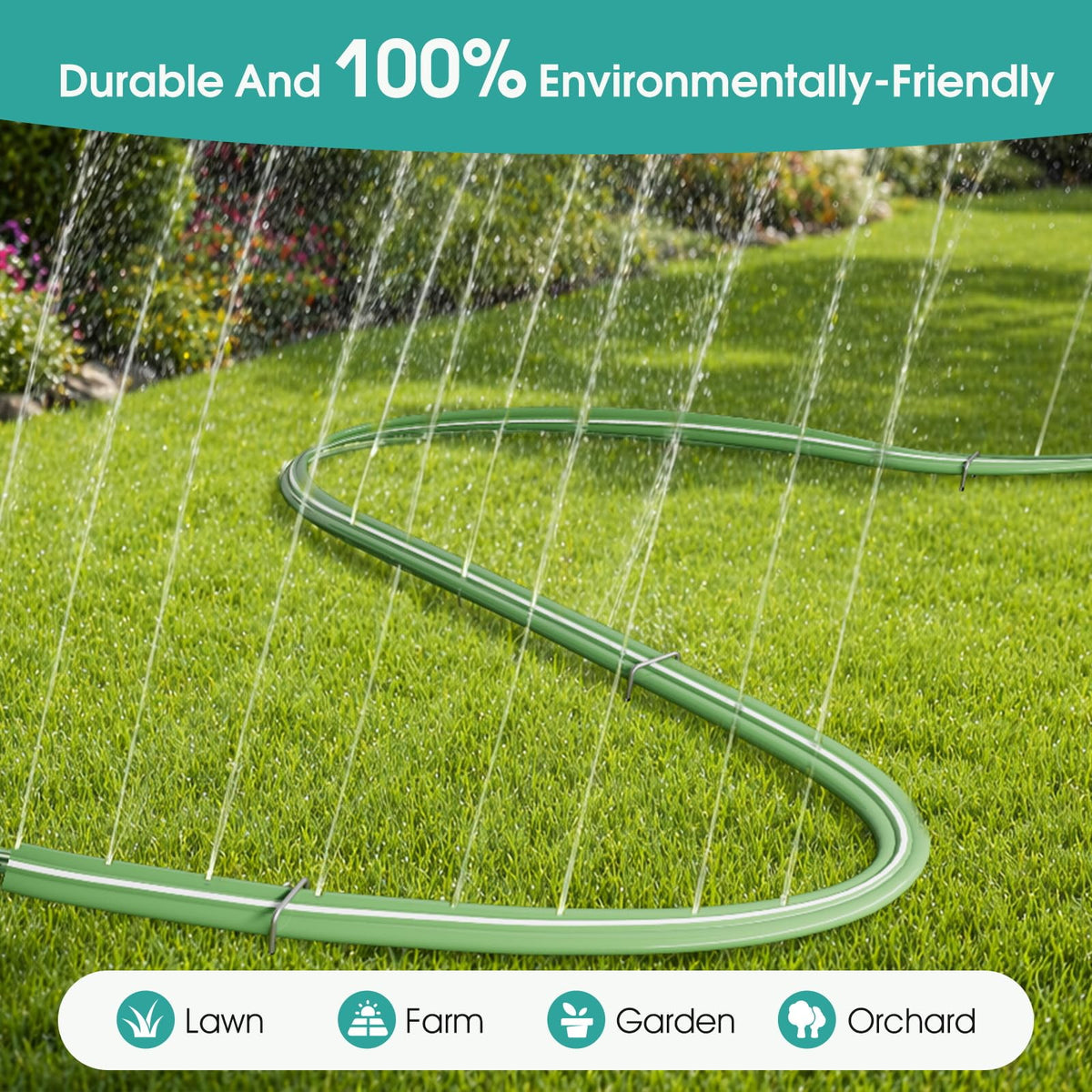 Amolok 50 FT Soaker Hose for Garden Lawn, Water Saving Sprinkler Hose