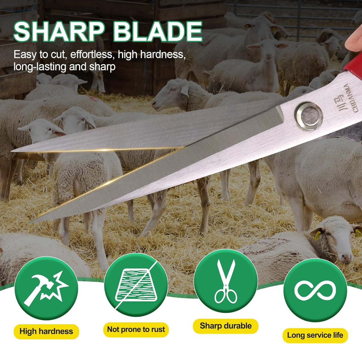 Manual Wool Shearing Shear Stainless Steel Trimming Scissor Long blades Multifunctional garden shears Craft Scissors with spring Red