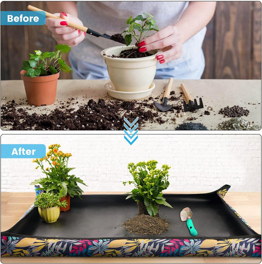 2 PCS 43.5" x 29.5" Extra Large Repotting Mat for Indoor Plants Transplanting and Dirt Control Plant Gift for Plant Lovers