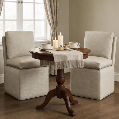 BLANKSPACE Upholstered Dining Chairs with Storage, Modern Linen Chairs with Casters, Armless Single Sofa Chair for Guest Seating, Bedroom, Reading Room（Grey）