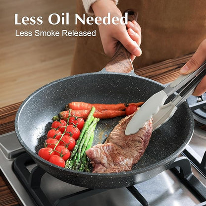 SENSARTE Nonstick Frying Pan Skillet with Lid, Omelet Pan with Cover, Healthy Cooking Chef's Pan, Kitchen non stick Pan, Free of Intentionally Added PFOA (10inch + Glass Lid)