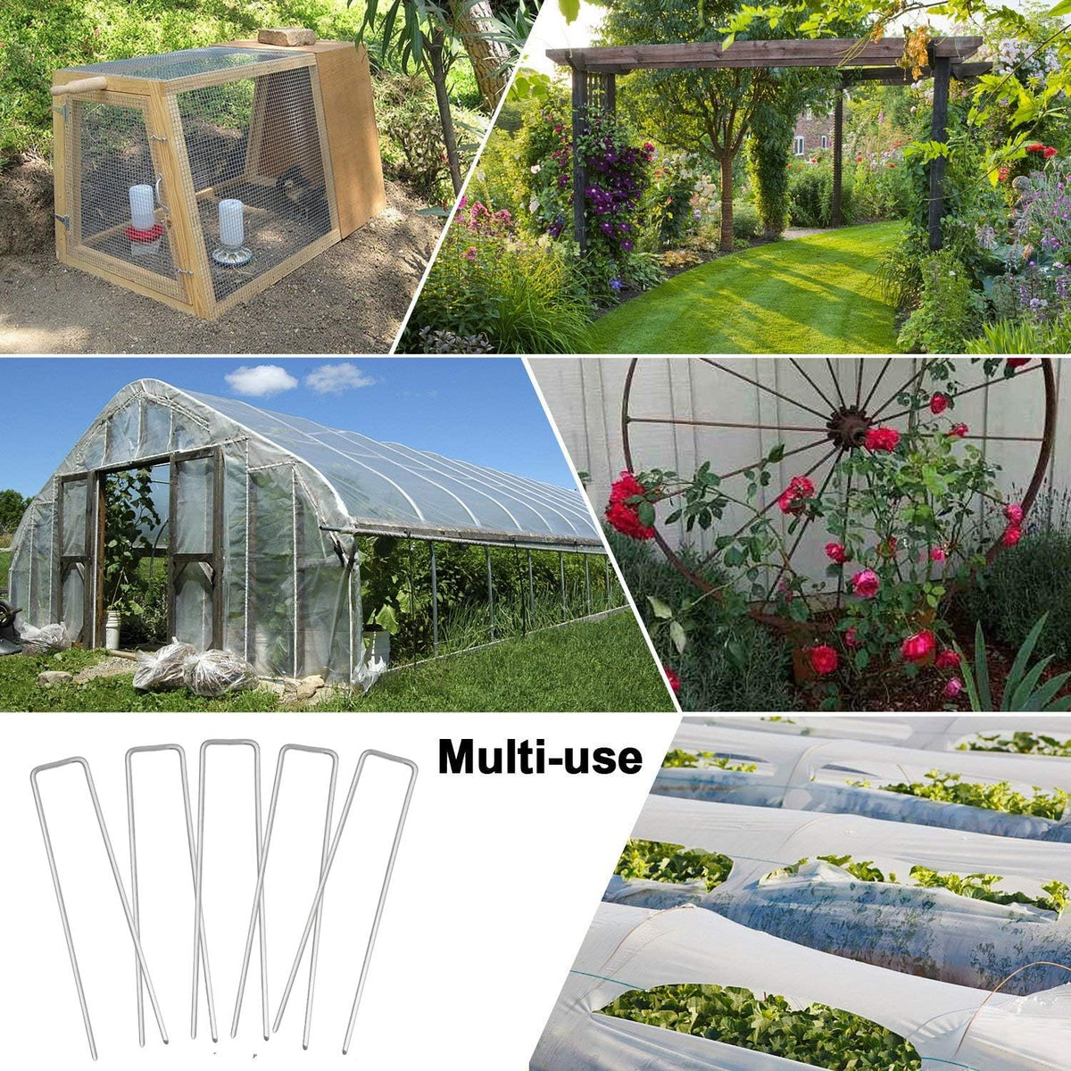 Petgrow 6 Inch Garden Stakes Galvanized Landscape Staples,U-Type Turf Staples for Artificial Grass, Rust Proof Sod Pins Stakes for Securing Fences Weed Barrier,Outdoor Wires Cords Tents Tarps,100