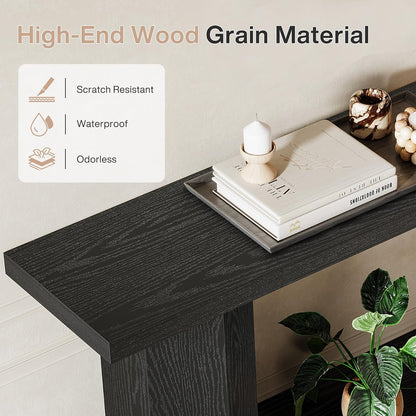 Tribesigns 71-Inch Long Console Table for Entryway, Wooden Sofa Table Behind Couch, for Living Room, Hallway, Foyer, Black