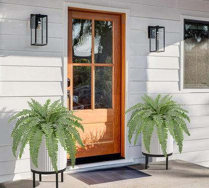 Artificial Fern Plants in Pot 34.6" Large Artificial Boston Fern 39 Leaves for Outdoors & Indoor Faux Potted Plant Fake Ferns Bush Plant for Patio Garden Farmhouse Porch Home Decor Dusty Green
