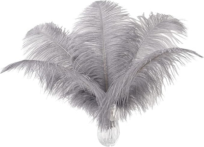 Ballinger Natural Gray Ostrich Feathers - 24pcs 10-12inch for Wedding Party Centerpieces Home Decor
