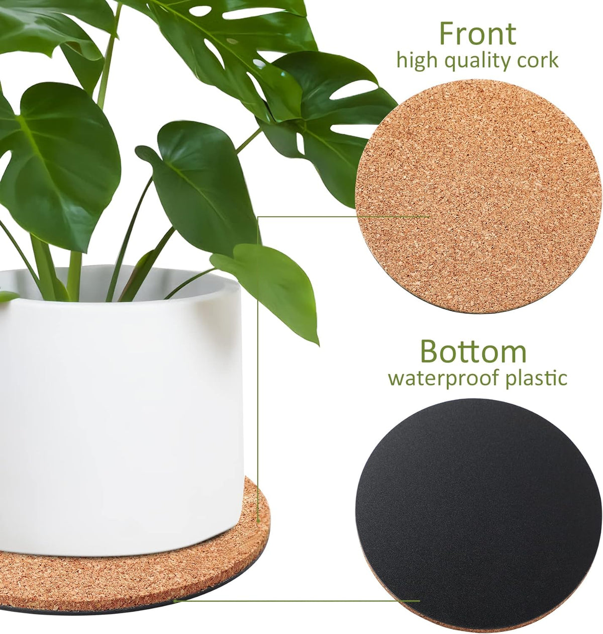 8 Pieces 4 Sizes Cork Plant Saucersplant Mats Round Coasters Pad for Plants House Garden Indoors Pots DIY Craft Project (4 Inches,6 Inches,8 Inches,10 Inches)