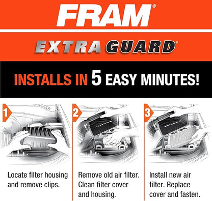 FRAM Extra Guard Rectangular Panel Engine Air Filter Replacement, Easy Install w/Advanced Engine Protection and Optimal Performance, CA12057
