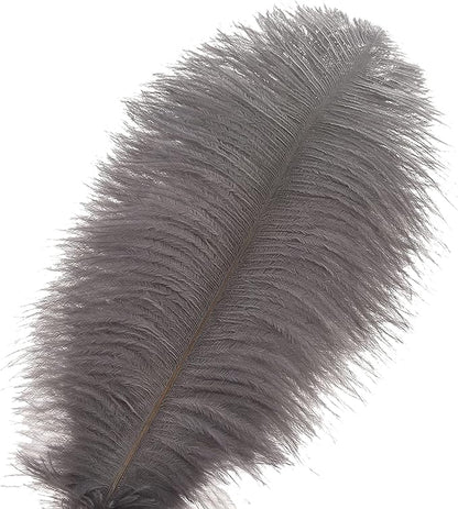 Ballinger Natural Gray Ostrich Feathers - 24pcs 10-12inch for Wedding Party Centerpieces Home Decor