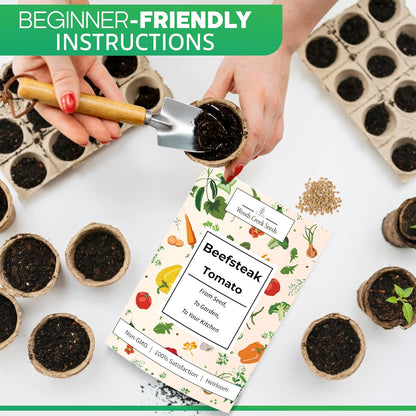 Woods Creek Seeds: Beefsteak Tomato Seeds for Planting - Heirloom Tomato Seeds for Planting Outdoors, Indoors, Patio or Home Plant Garden - Non-GMO Seed Pack of Large Juicy Tomatoes