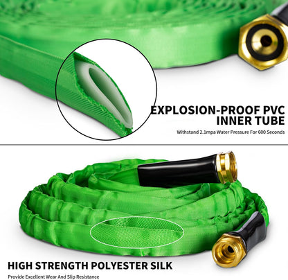 Garden Hose 25 FT,Non-Expanding,10 Functional Nozzles,Garden Hose Anti-Kink,Heavy Duty Flexible Water Hose 25 FT,Suitable for Outdoor,Yard, Lawn, Car Washing and Other Scenes. (green, 25ft)