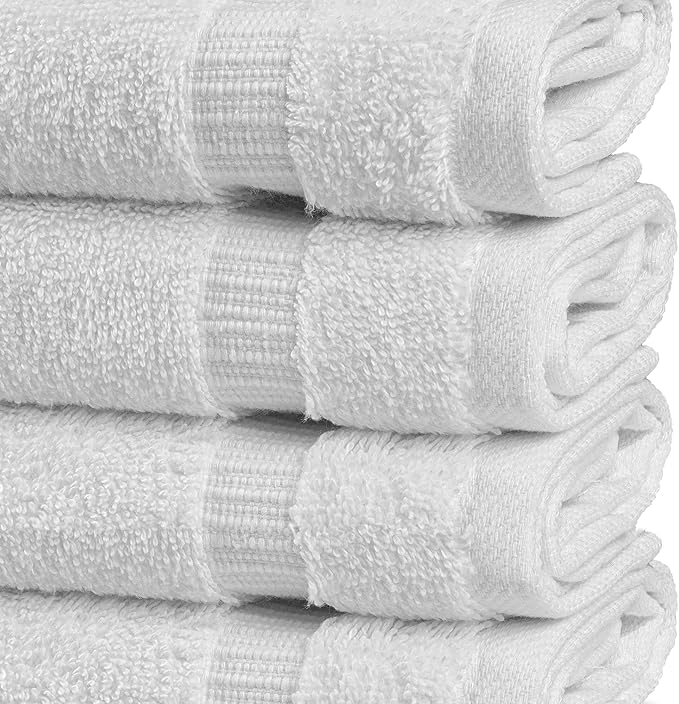 Chakir Turkish Linens | Hotel & Spa Quality 100% Cotton Premium Turkish Towels | Soft & Absorbent (12-Piece Washcloths, White)