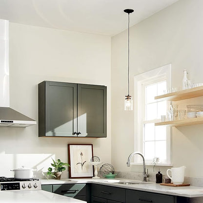 Kichler Brinley 7.75" Kitchen Pendant in Olde Bronze®, Mini Farmhouse Pendant with Clear Glass, (7.75" H x 4.75" W), 42878OZ, 1-Light